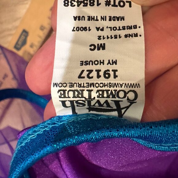 A WISH COMEN TRUE GIRLS MEDIUM CHILD PURPLE BLUE COMPETION DANCE COSTUME 19127 - Picture 6 of 6